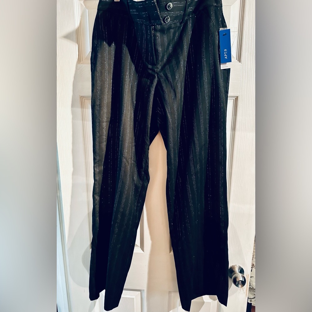 Cool Black trousers with silvery stripes! Tummy control Curvy style NWT Size 14
